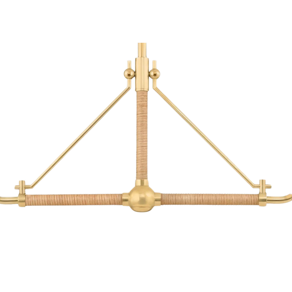 Williamsburg Rattan Wrapped Chandelier in Aged Brass Finish - The Well Appointed House 