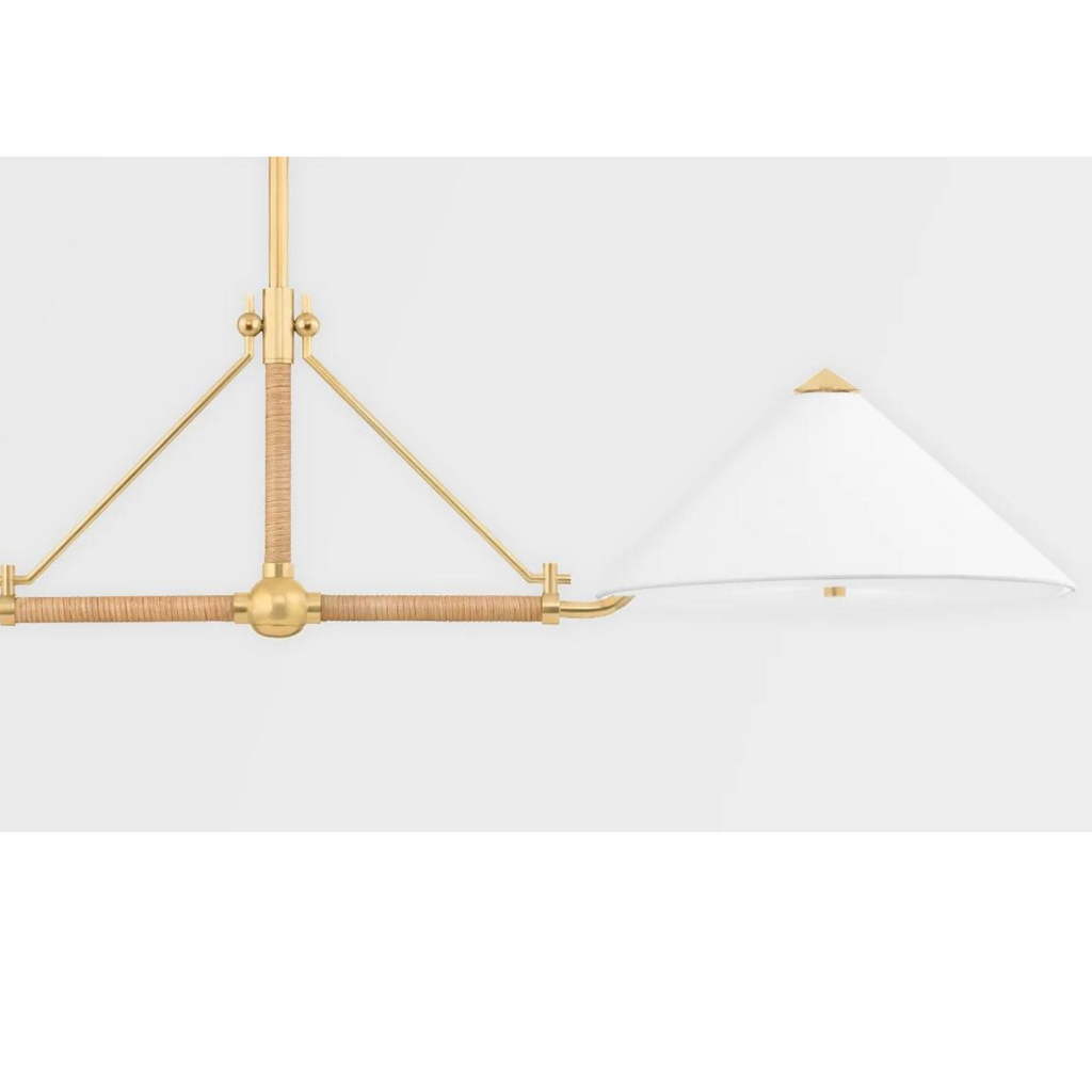 Williamsburg Rattan Wrapped Chandelier in Aged Brass Finish - The Well Appointed House 