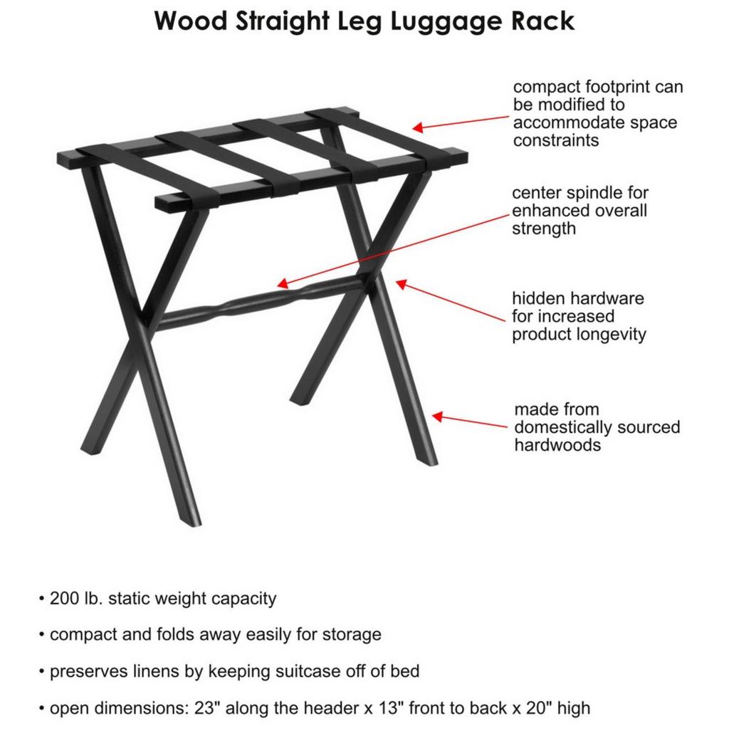 Ivory Straight Leg Wood Luggage Rack - The Well Appointed House