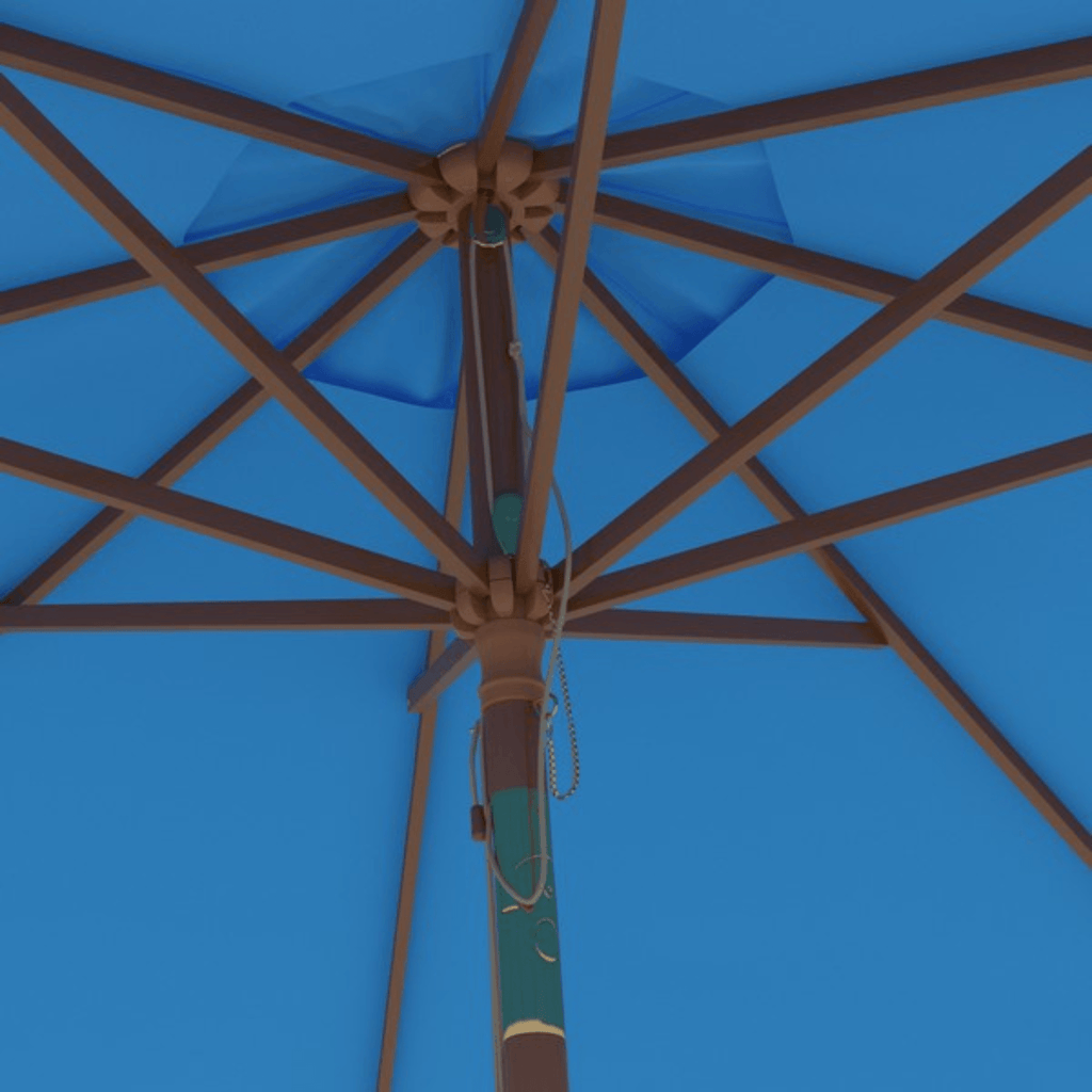 Pacific Blue Cannes 9ft Wooden Outdoor Umbrella - Outdoor Umbrellas - The Well Appointed House