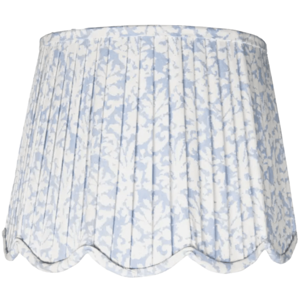 Soft Blue & White Scalloped Pleated Lampshade - Lamp Shades - The Well Appointed House