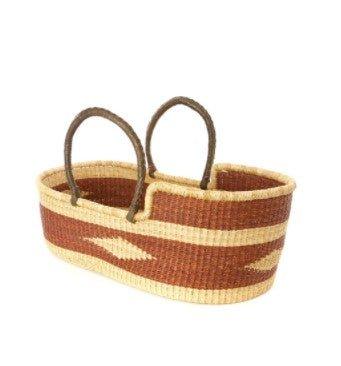 Brown Diamond Moses Basket with Leather Handles - Little Loves Baskets & Hampers -  The Well Appointed House