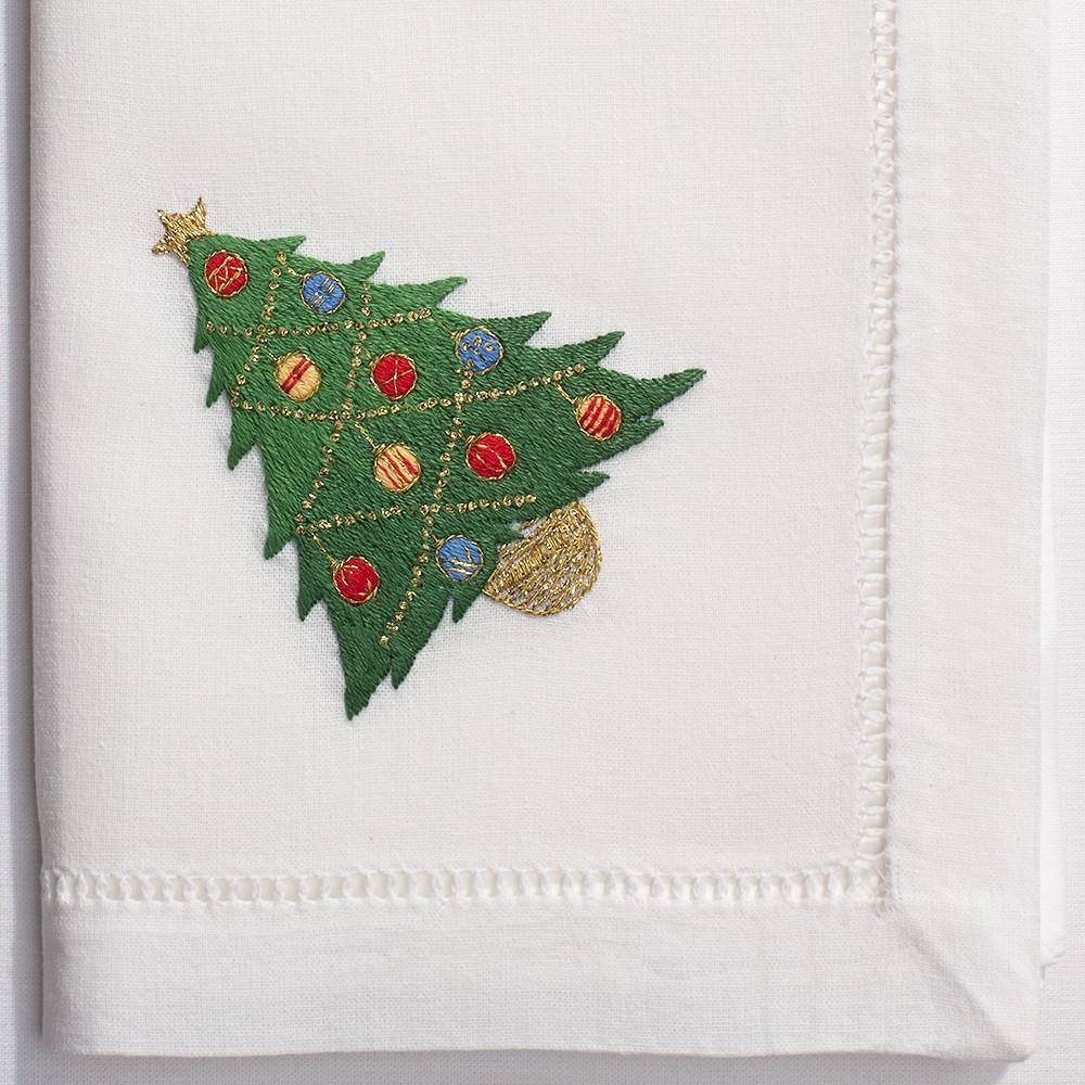 Christmas Tree Design Dinner Napkin Set of 4 - Dinner Napkins -  The Well Appointed House