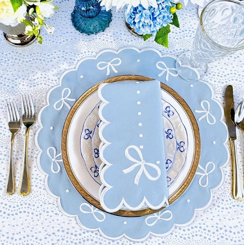 Juliet Bows Placemat in Blue - Well Appointed House