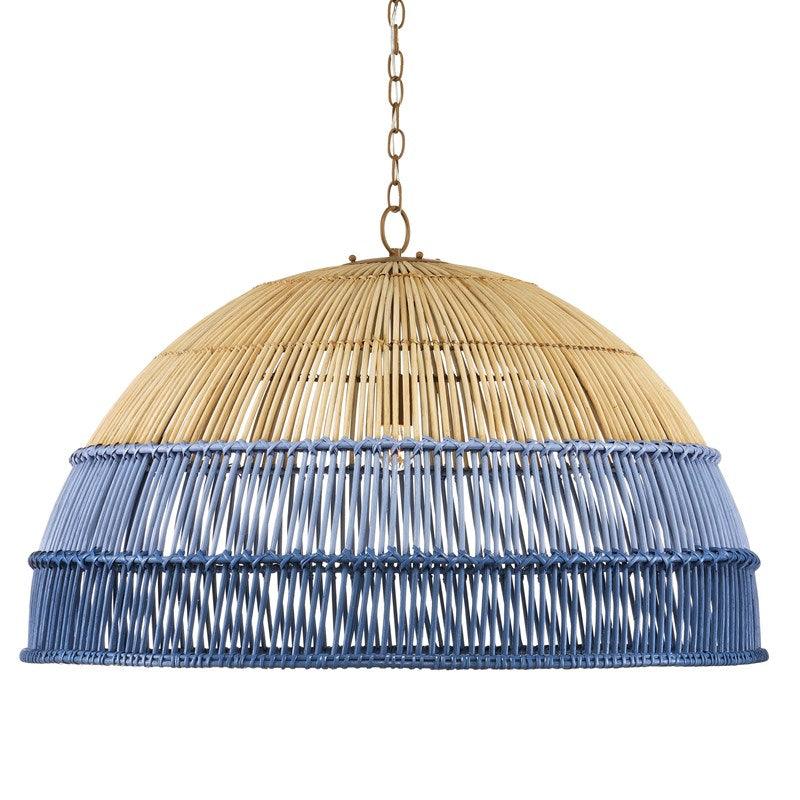 Natural, Bluebonnet & Cornflower Rattan Pendant Light - Chandeliers & Pendants -  The Well Appointed House