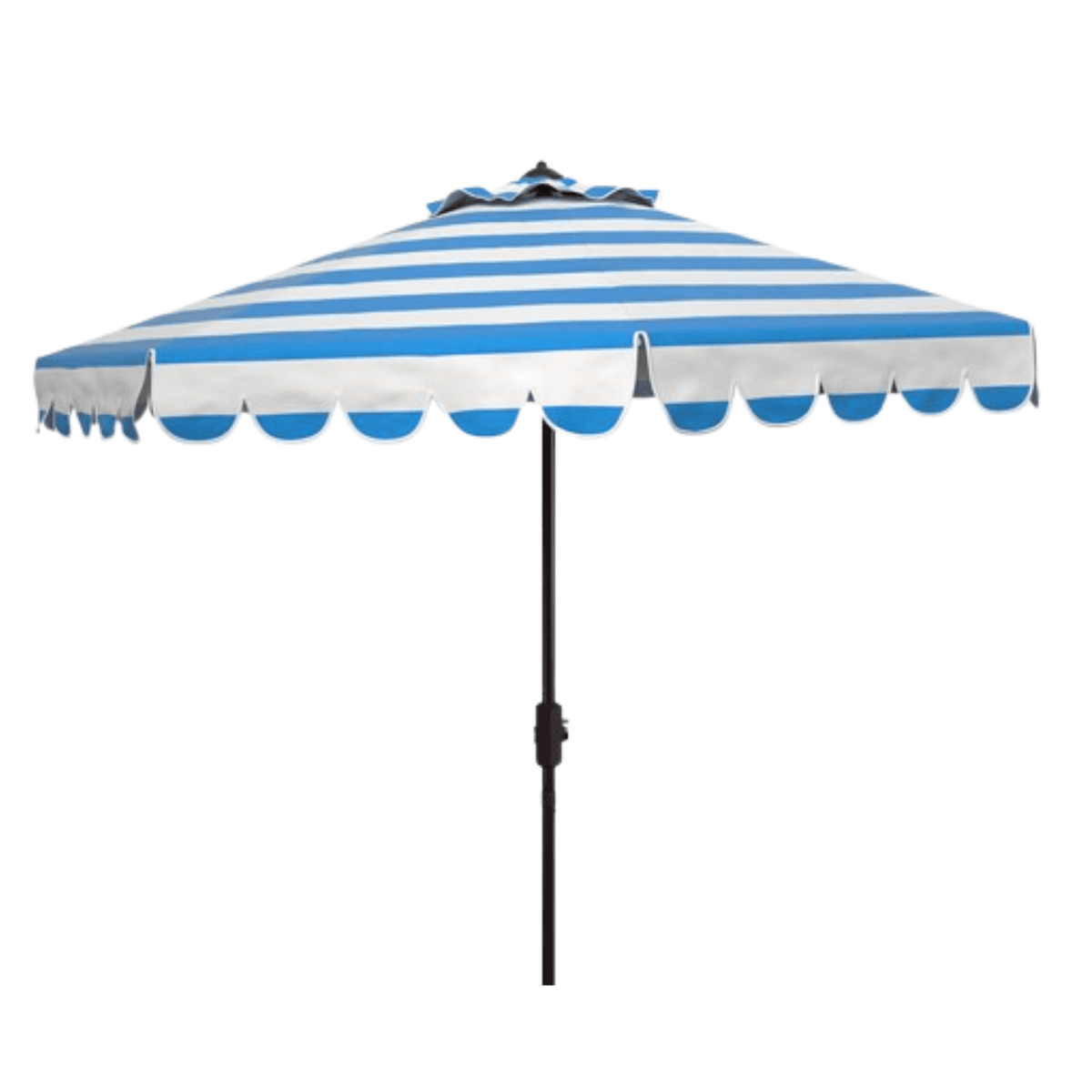 Pacific Blue & White Striped Scalloped Edge 9' Outdoor Patio Umbrella ...