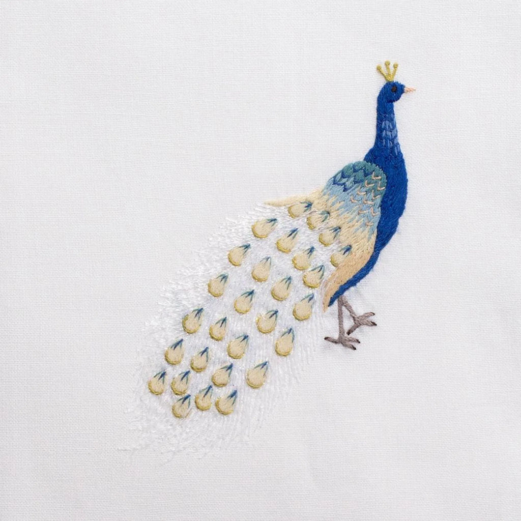 Set of 2 Peacock Design Embroidered Hand Towels - Hand Towels - The Well Appointed House