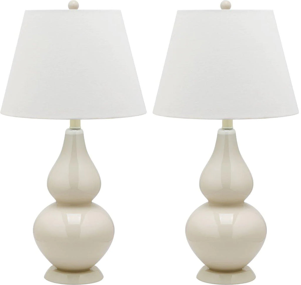 Set of 2 Cream Glass Double Gourd Table Lamps - Table Lamps -  The Well Appointed House