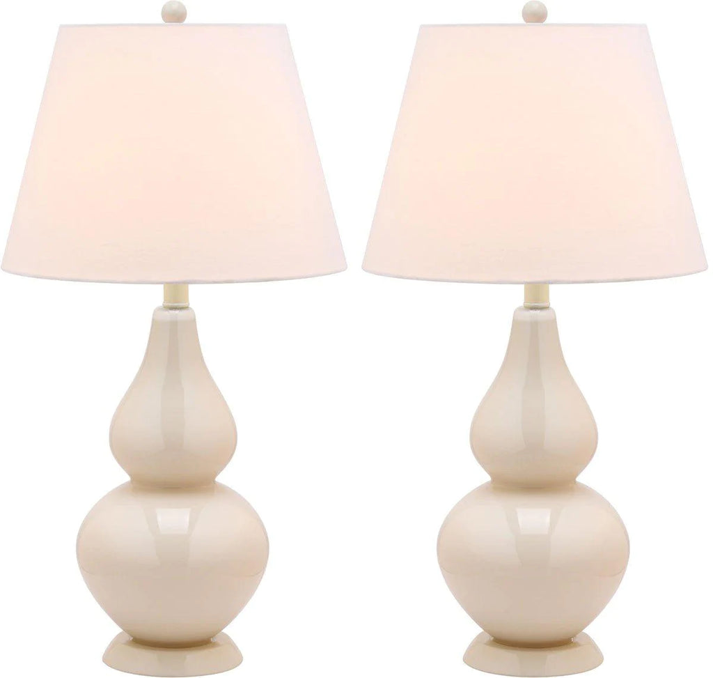 Set of 2 Cream Glass Double Gourd Table Lamps - Table Lamps -  The Well Appointed House